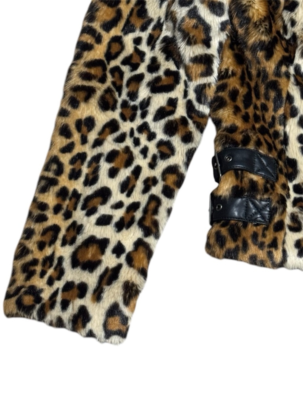 087 REBECCA MINKOFF Women’s Hudson Faux Fur Moto Jacket - Leopard Print Small - Picture 6 of 11